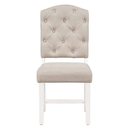 TREXM Retro Style Dining Chair Set with 4 Upholstered Chairs for Dining Room and Living Room (Oak Natural Wood + Off White) - 1st Choice Furniture Direct