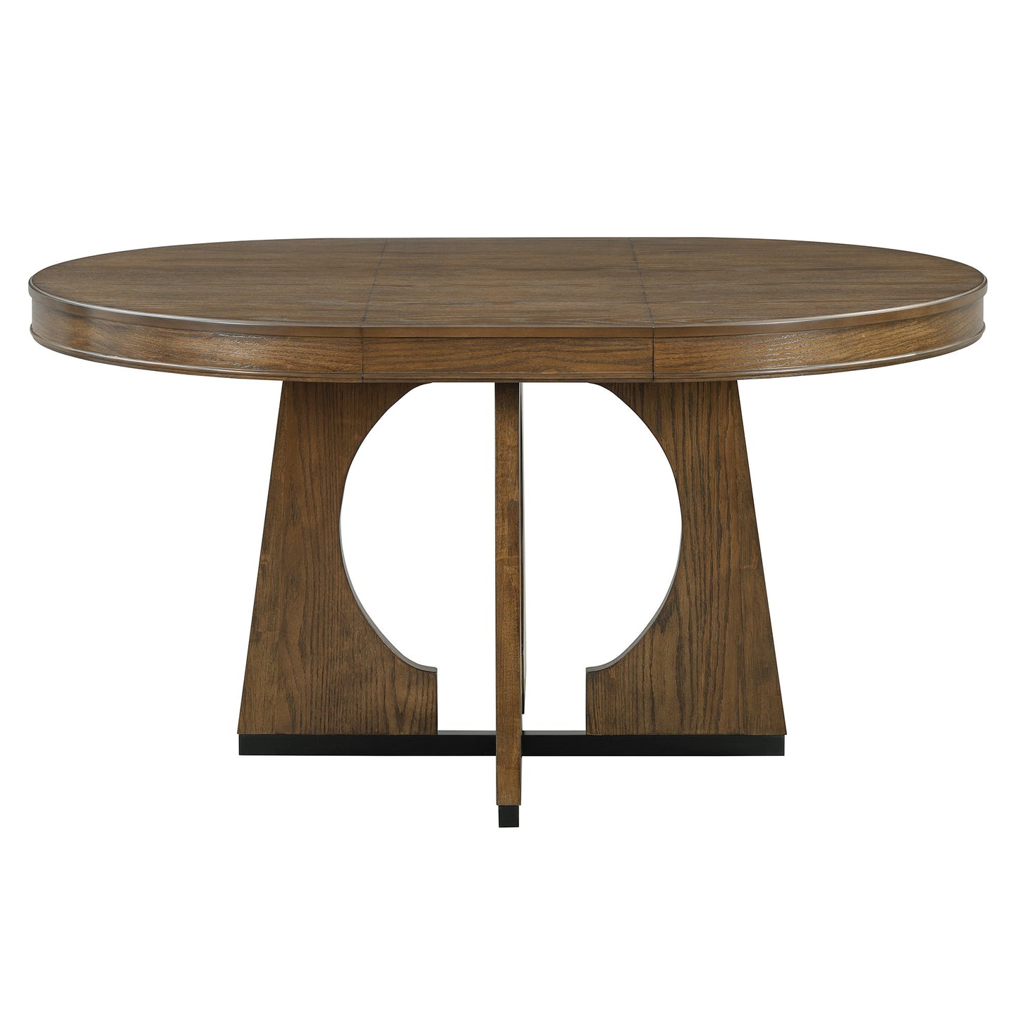 TREXM Round Dining Table for 4 with Chairs Set, Extendable Dining Table Set with 16' Removable Middle Leaf, 5 Piece Retro Dining Table Set Unique Geometric Design for Kitchen, Dining Room (Walnut) - 1st Choice Furniture Direct