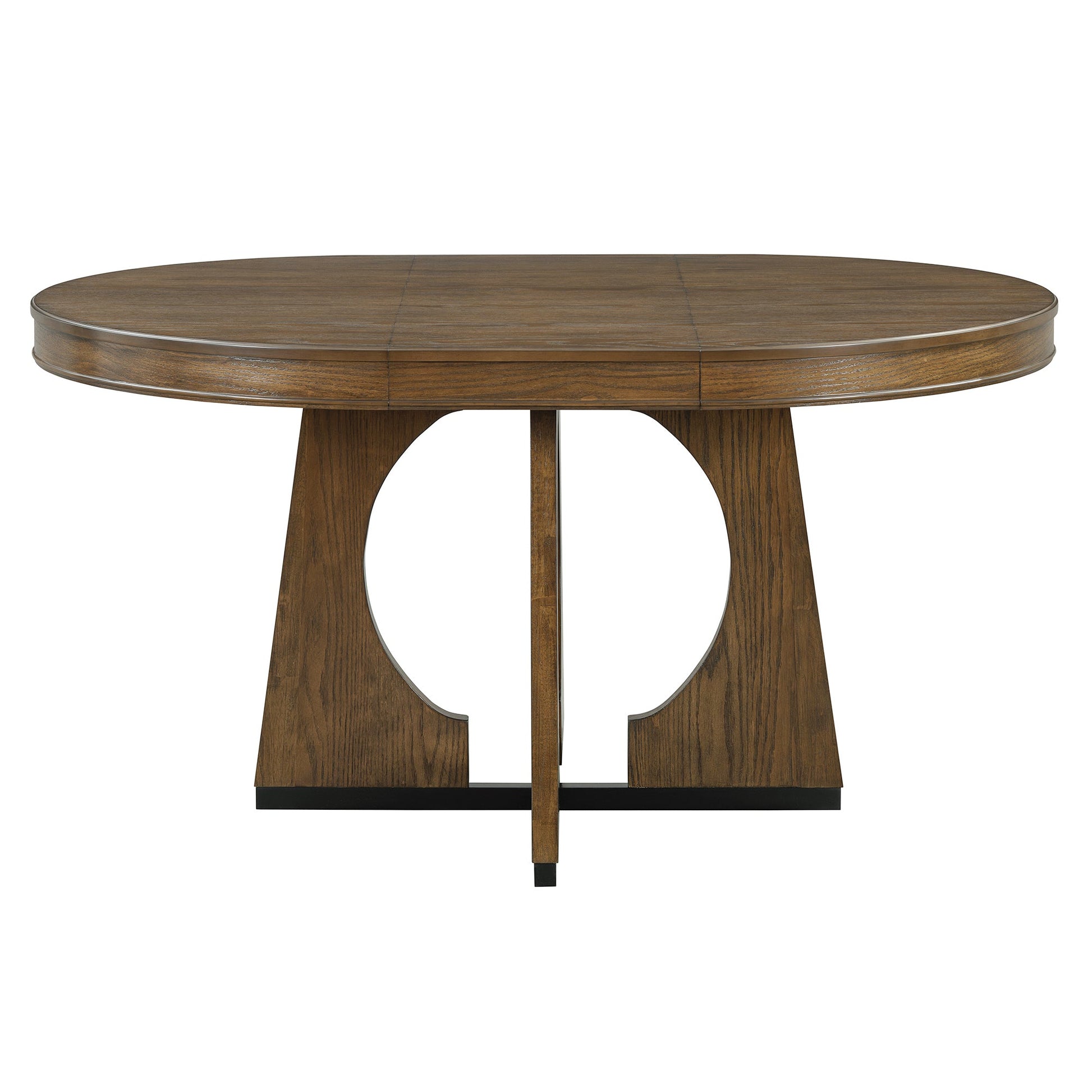 TREXM Round Dining Table for 4 with Chairs Set, Extendable Dining Table Set with 16' Removable Middle Leaf, 5 Piece Retro Dining Table Set Unique Geometric Design for Kitchen, Dining Room (Walnut) - 1st Choice Furniture Direct