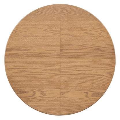 TREXM Round Dining Table for 4 with Chairs Set, Extendable Dining Table Set with 16' Removable Middle Leaf, 5 Piece Retro Dining Table Set Unique Geometric Design for Kitchen, Dining Room (Natural) - 1st Choice Furniture Direct