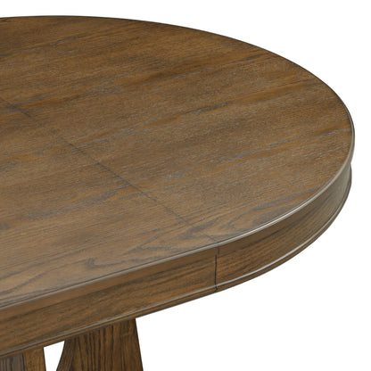 TREXM Round Dining Table for 4 with Chairs Set, Extendable Dining Table Set with 16' Removable Middle Leaf, 5 Piece Retro Dining Table Set Unique Geometric Design for Kitchen, Dining Room (Walnut) - 1st Choice Furniture Direct