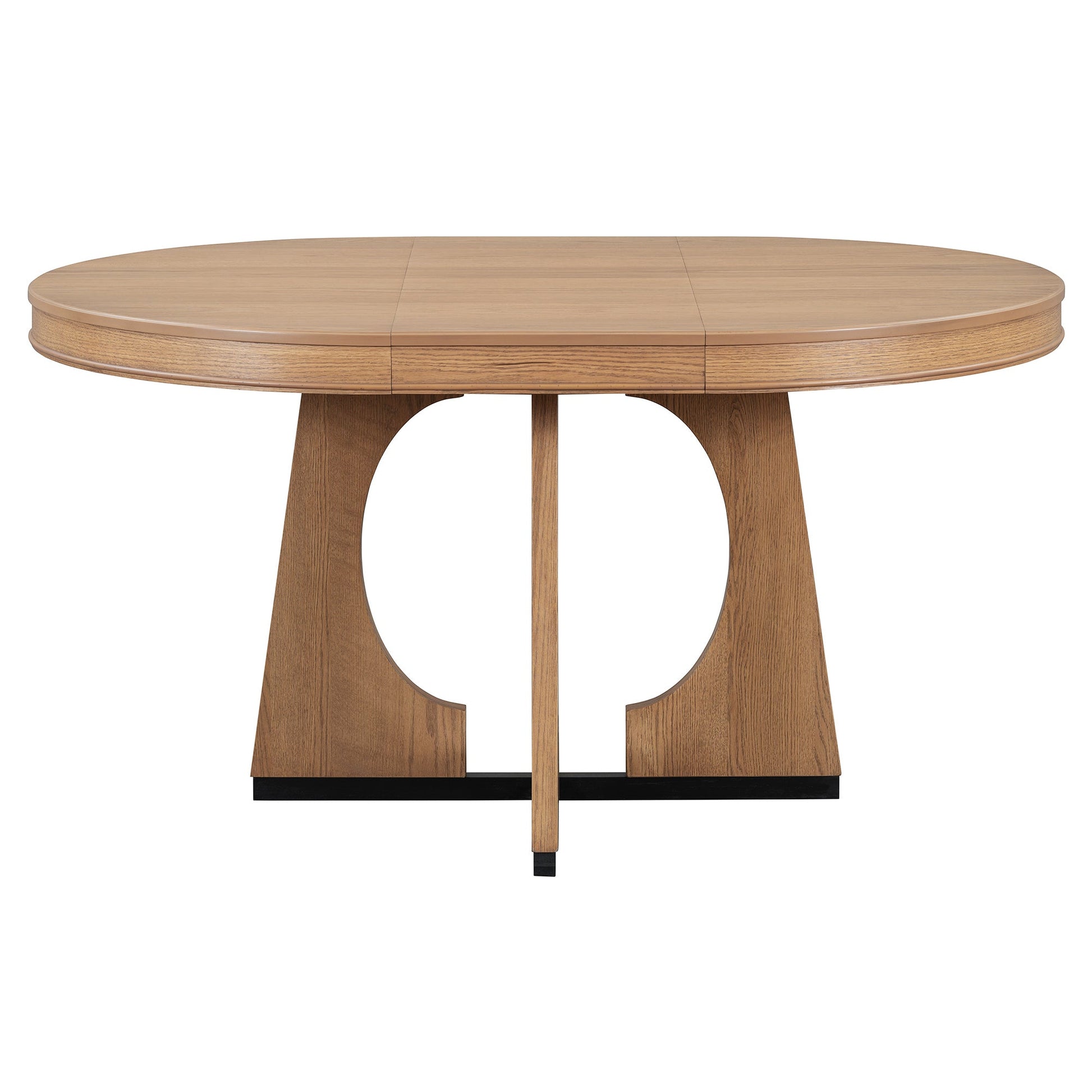 TREXM Round Dining Table for 4 with Chairs Set, Extendable Dining Table Set with 16' Removable Middle Leaf, 5 Piece Retro Dining Table Set Unique Geometric Design for Kitchen, Dining Room (Natural) - 1st Choice Furniture Direct