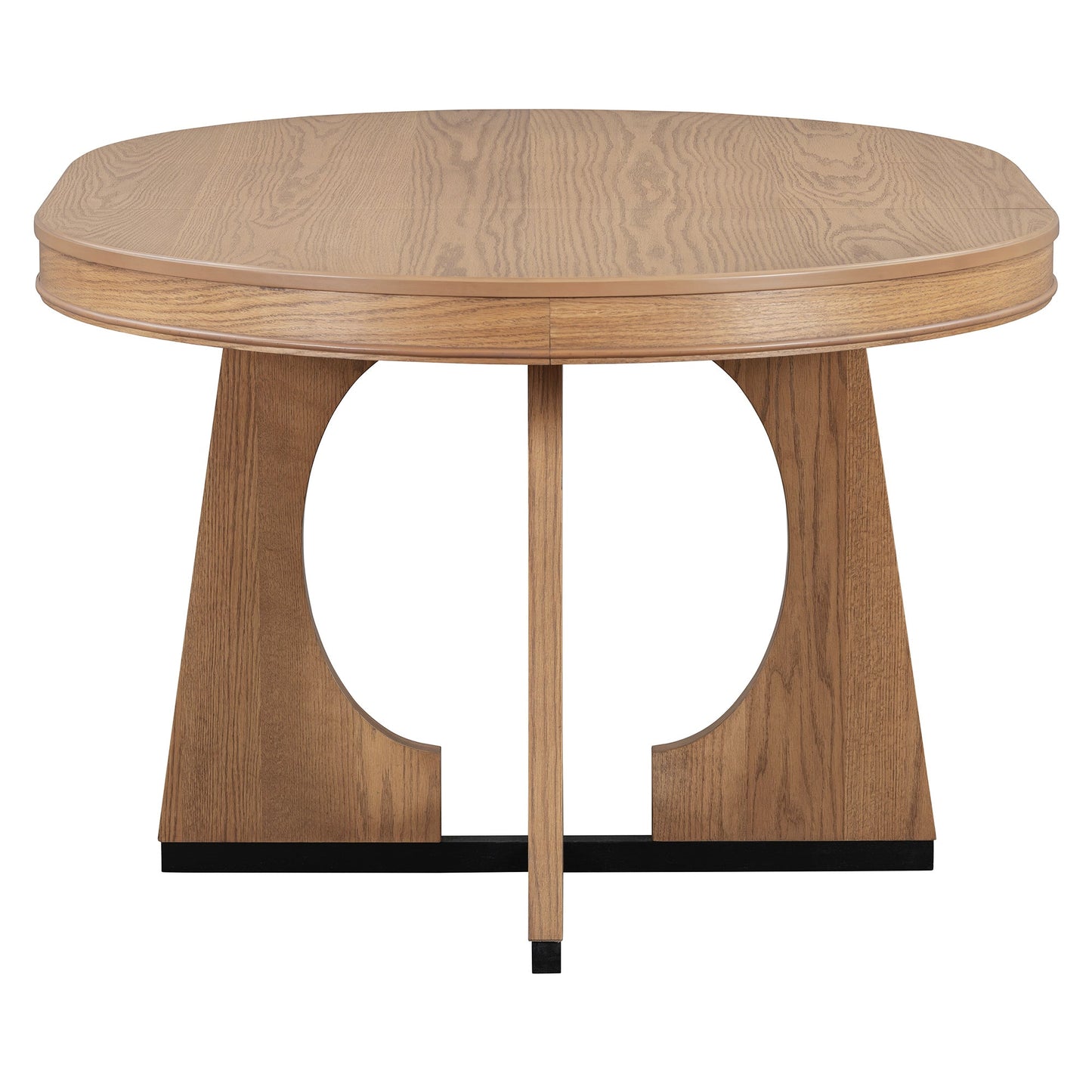 TREXM Round Dining Table for 4 with Chairs Set, Extendable Dining Table Set with 16' Removable Middle Leaf, 5 Piece Retro Dining Table Set Unique Geometric Design for Kitchen, Dining Room (Natural) - 1st Choice Furniture Direct
