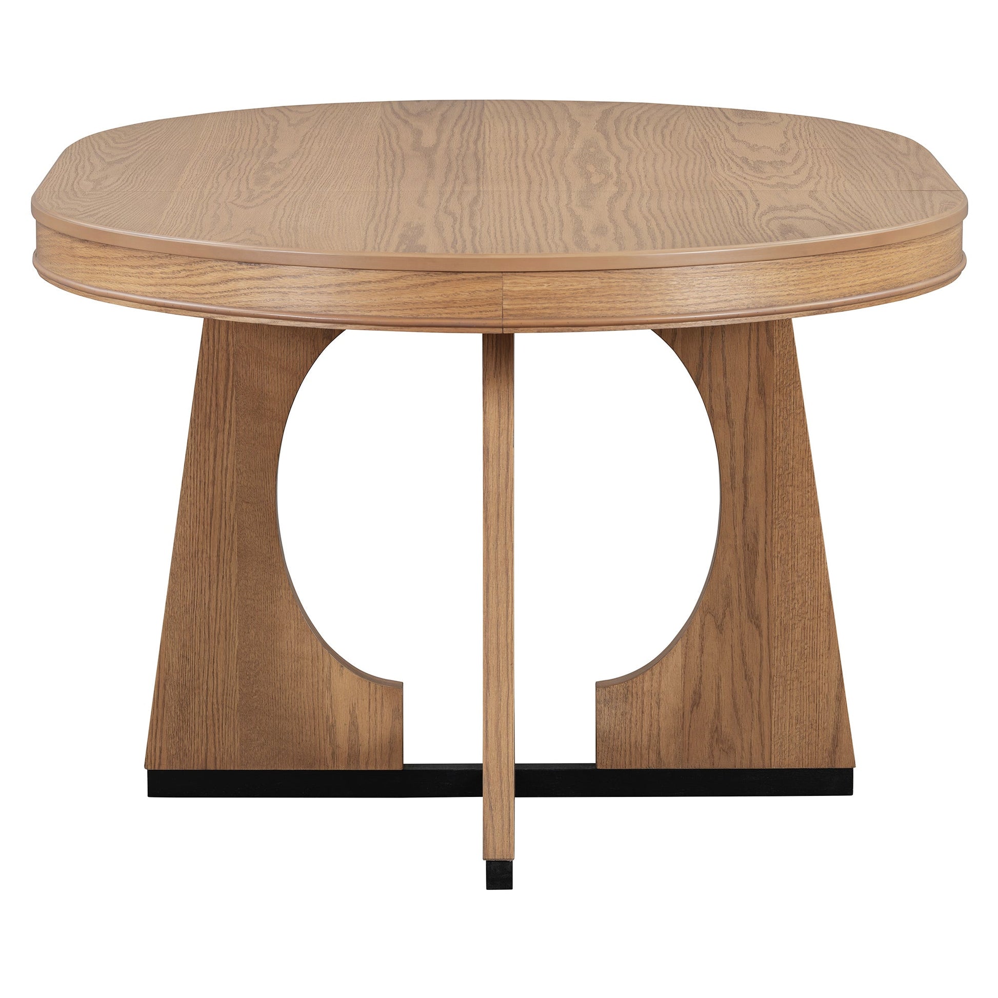 TREXM Round Dining Table for 4 with Chairs Set, Extendable Dining Table Set with 16' Removable Middle Leaf, 5 Piece Retro Dining Table Set Unique Geometric Design for Kitchen, Dining Room (Natural) - 1st Choice Furniture Direct