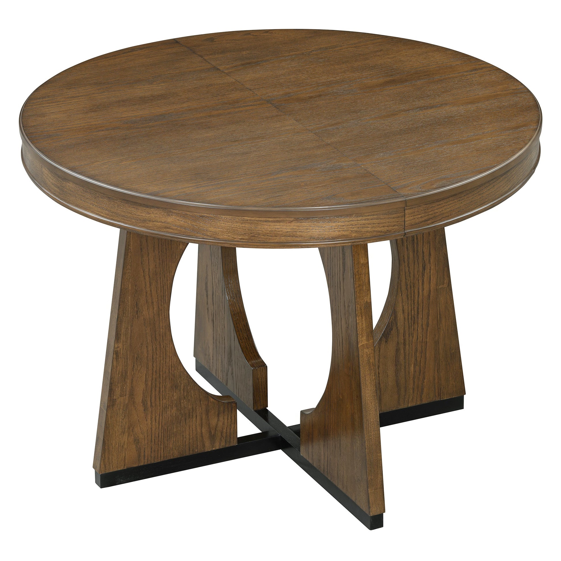 TREXM Round Dining Table for 4 with Chairs Set, Extendable Dining Table Set with 16' Removable Middle Leaf, 5 Piece Retro Dining Table Set Unique Geometric Design for Kitchen, Dining Room (Walnut) - 1st Choice Furniture Direct