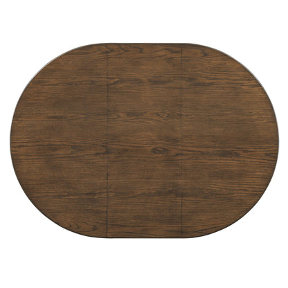 TREXM Round Dining Table for 4 with Chairs Set, Extendable Dining Table Set with 16' Removable Middle Leaf, 5 Piece Retro Dining Table Set Unique Geometric Design for Kitchen, Dining Room (Walnut) - 1st Choice Furniture Direct