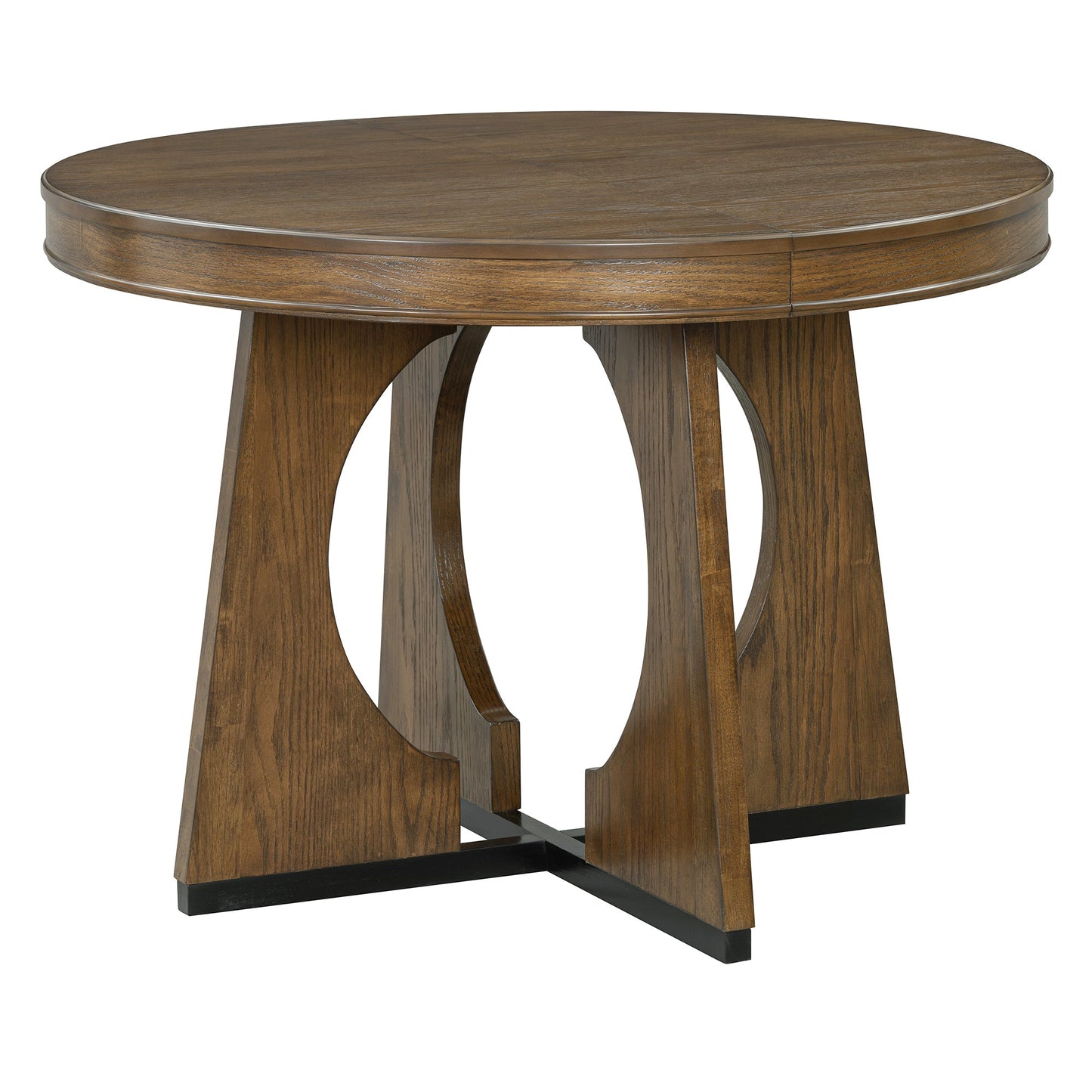 TREXM Round Dining Table for 4 with Chairs Set, Extendable Dining Table Set with 16' Removable Middle Leaf, 5 Piece Retro Dining Table Set Unique Geometric Design for Kitchen, Dining Room (Walnut) - 1st Choice Furniture Direct