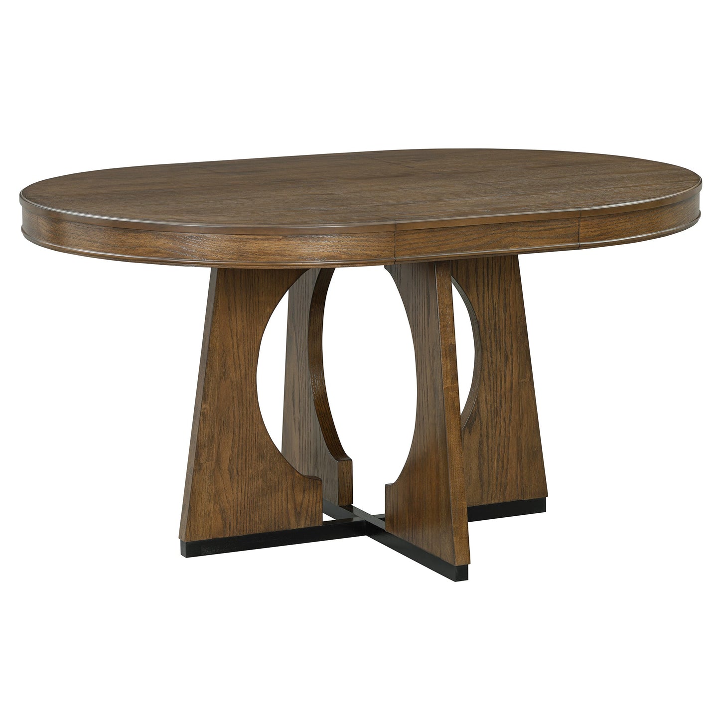 TREXM Round Dining Table for 4 with Chairs Set, Extendable Dining Table Set with 16' Removable Middle Leaf, 5 Piece Retro Dining Table Set Unique Geometric Design for Kitchen, Dining Room (Walnut) - 1st Choice Furniture Direct