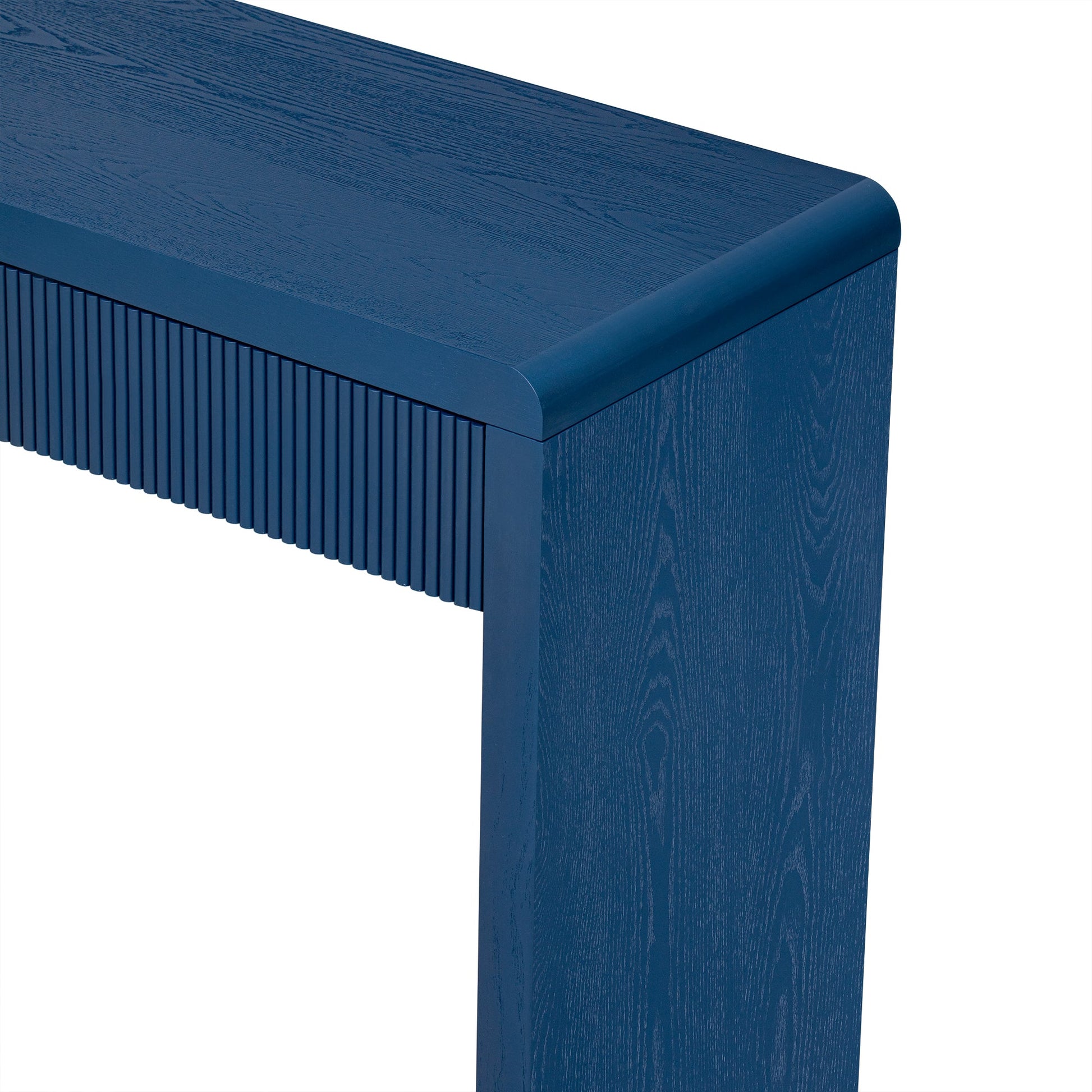 TREXM Rustic Console Table with 3 Fluted Drawers - Solid Wood Veneer Entryway Table Featuring Natural Wood Grain for Living Room, Hallway (Navy) - 1st Choice Furniture Direct