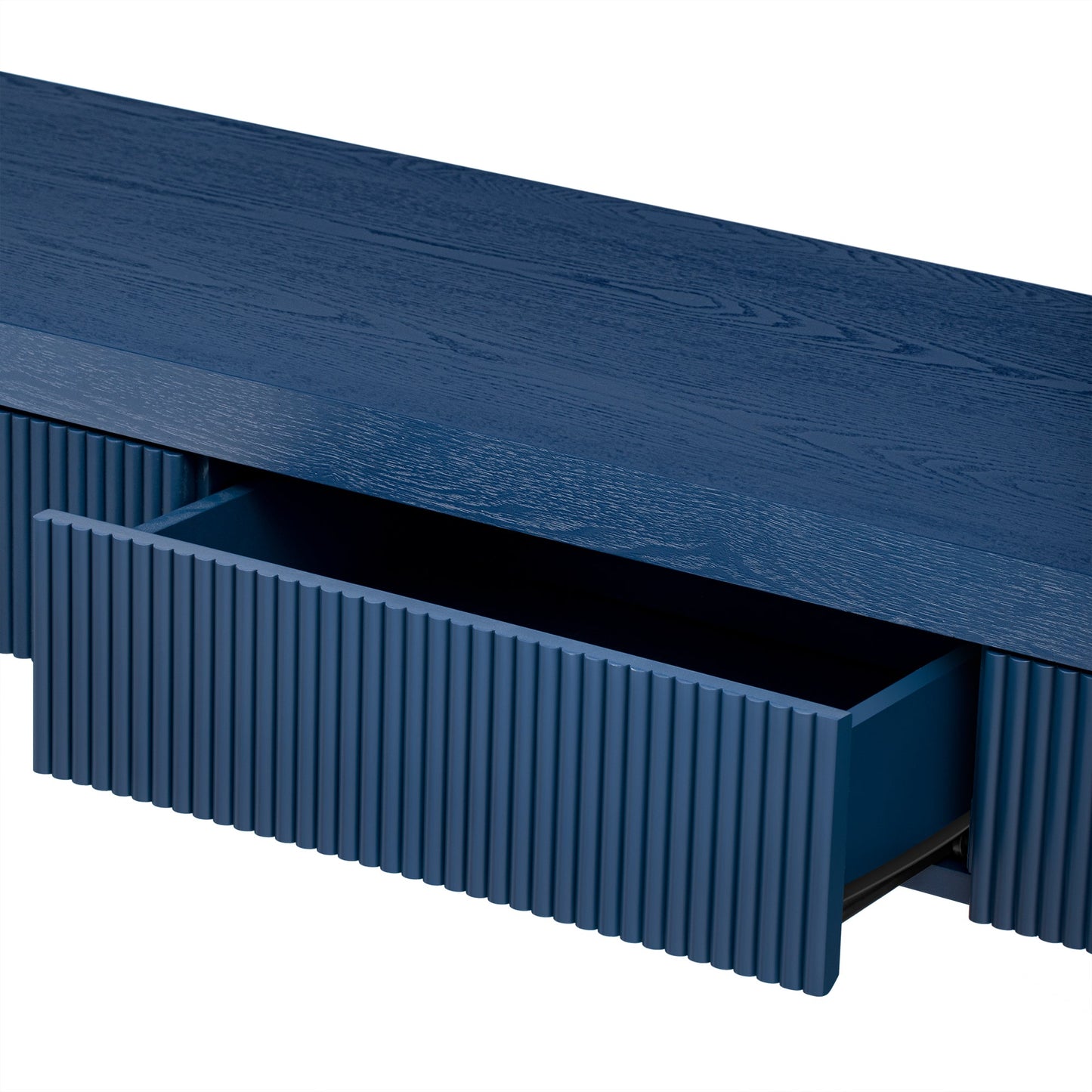 TREXM Rustic Console Table with 3 Fluted Drawers - Solid Wood Veneer Entryway Table Featuring Natural Wood Grain for Living Room, Hallway (Navy) - 1st Choice Furniture Direct