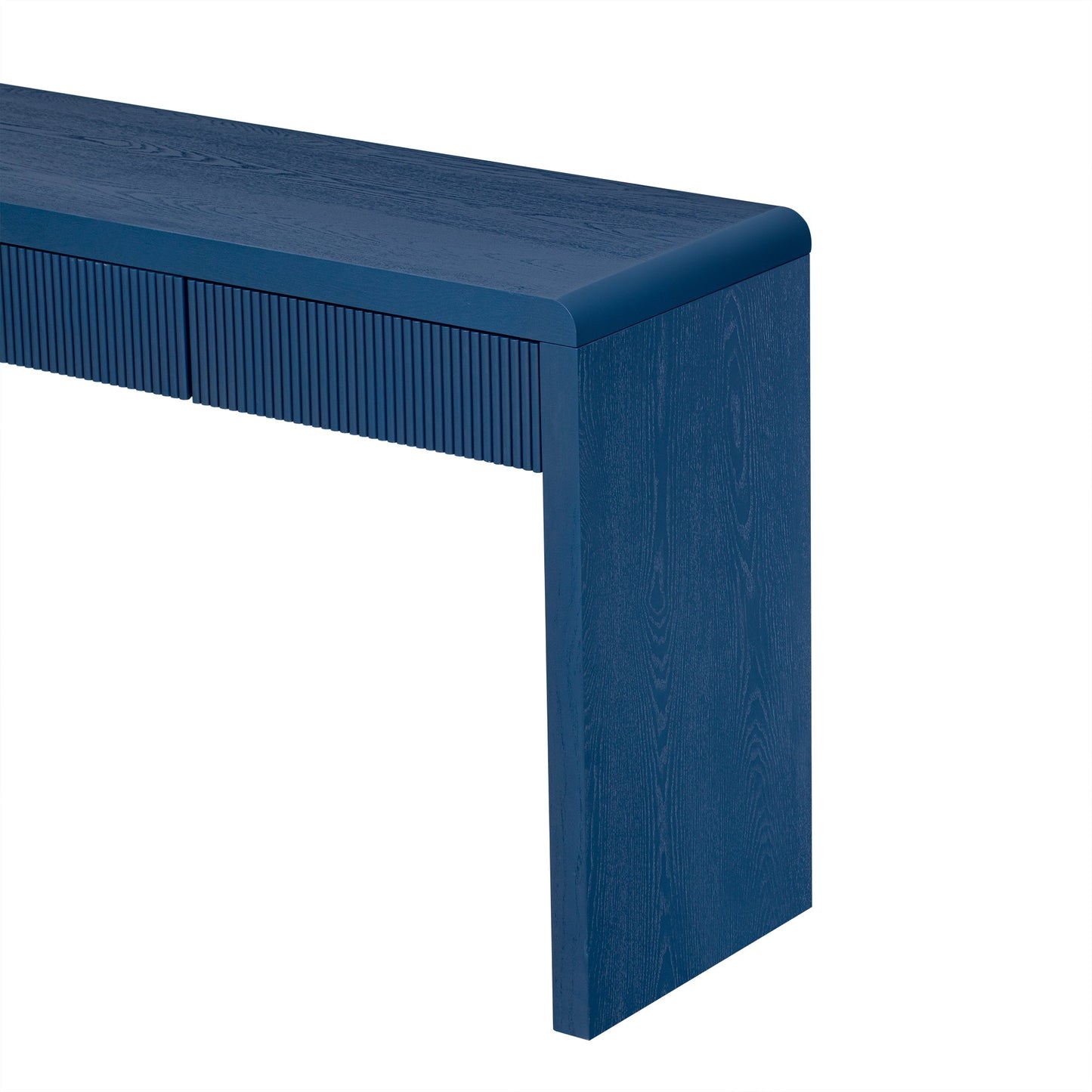 TREXM Rustic Console Table with 3 Fluted Drawers - Solid Wood Veneer Entryway Table Featuring Natural Wood Grain for Living Room, Hallway (Navy) - 1st Choice Furniture Direct