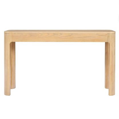 TREXM Rustic Console Table with Curved Corners for Safety, Entryway Table with 3 Concealed Drawers, Sturdy Sofa Table with Thick Legs for Hallway & Living Room (Light Oak) - 1st Choice Furniture Direct