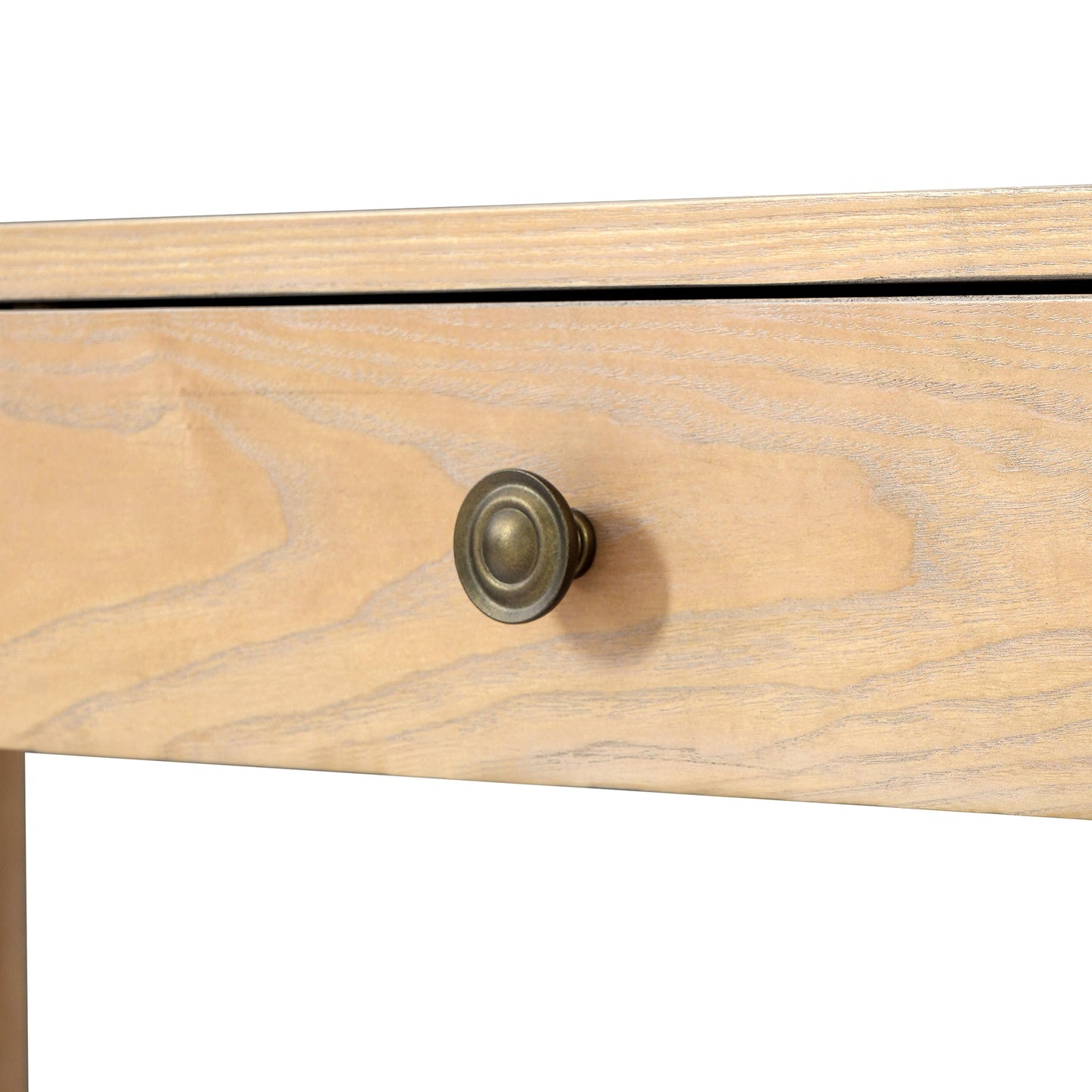 TREXM Rustic Console Table with Curved Corners for Safety, Entryway Table with 3 Concealed Drawers, Sturdy Sofa Table with Thick Legs for Hallway & Living Room (Light Oak) - 1st Choice Furniture Direct
