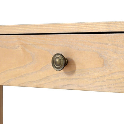 TREXM Rustic Console Table with Curved Corners for Safety, Entryway Table with 3 Concealed Drawers, Sturdy Sofa Table with Thick Legs for Hallway & Living Room (Light Oak) - 1st Choice Furniture Direct