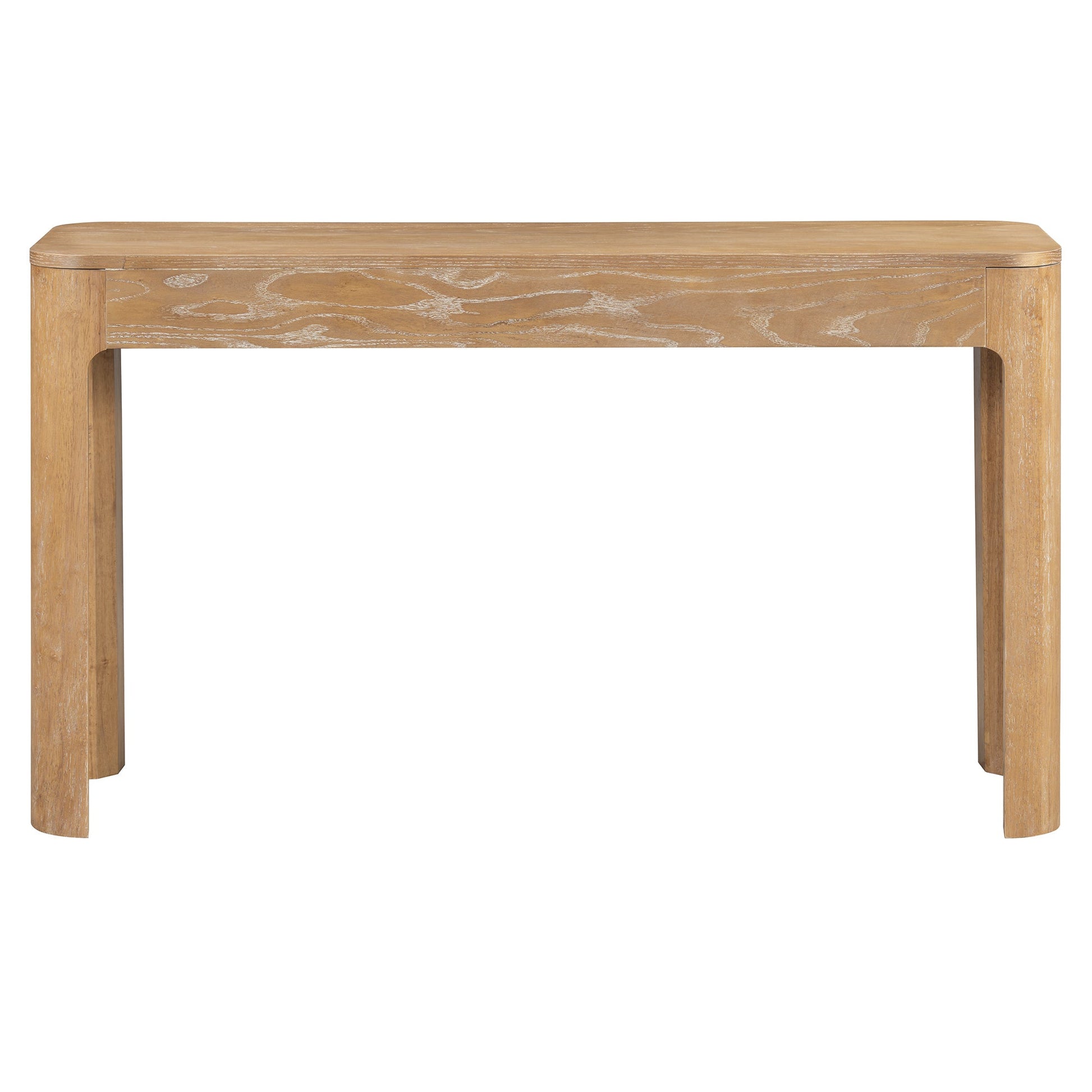 TREXM Rustic Console Table with Curved Corners for Safety, Entryway Table with 3 Concealed Drawers, Sturdy Sofa Table with Thick Legs for Hallway & Living Room (Natural) - 1st Choice Furniture Direct
