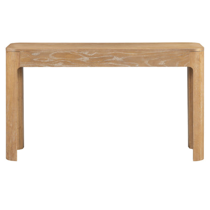 TREXM Rustic Console Table with Curved Corners for Safety, Entryway Table with 3 Concealed Drawers, Sturdy Sofa Table with Thick Legs for Hallway & Living Room (Natural) - 1st Choice Furniture Direct