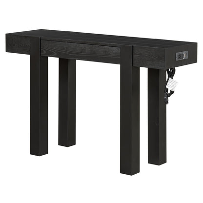 TREXM Rustic Minimalist Console Table with Hidden Drawer, Side Power Outlet,Wood Entryway Table for Entryways, Living Rooms and Home Offices(Black) - 1st Choice Furniture Direct