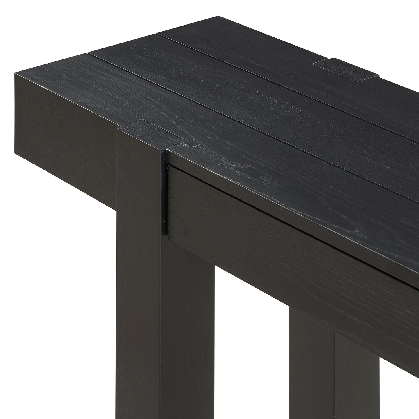 TREXM Rustic Minimalist Console Table with Hidden Drawer, Side Power Outlet,Wood Entryway Table for Entryways, Living Rooms and Home Offices(Black) - 1st Choice Furniture Direct