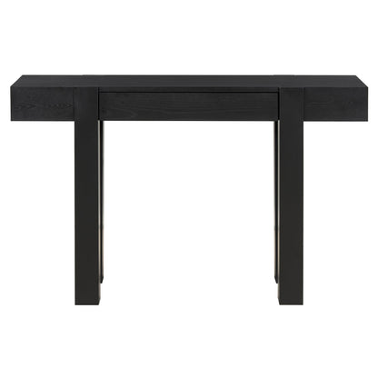 TREXM Rustic Minimalist Console Table with Hidden Drawer, Side Power Outlet,Wood Entryway Table for Entryways, Living Rooms and Home Offices(Black) - 1st Choice Furniture Direct