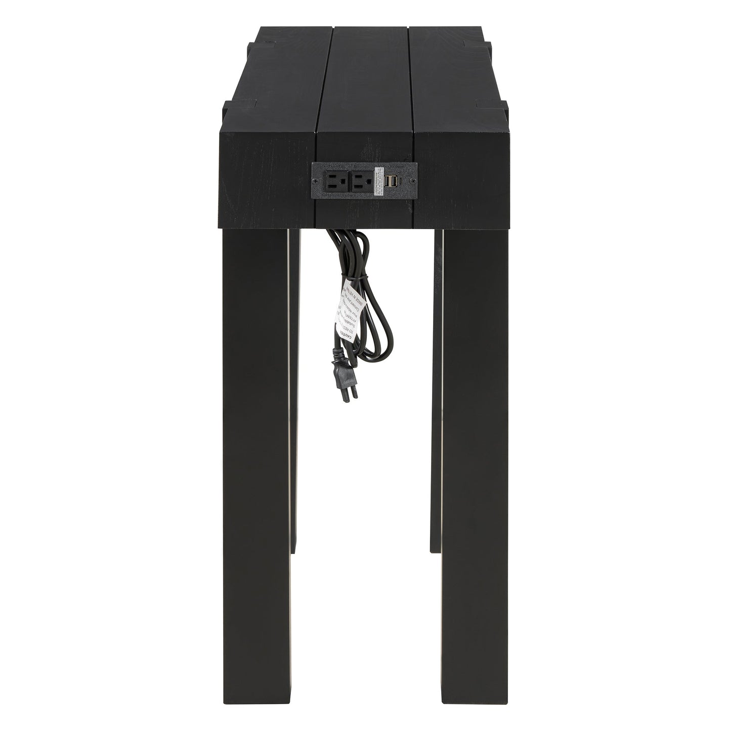 TREXM Rustic Minimalist Console Table with Hidden Drawer, Side Power Outlet,Wood Entryway Table for Entryways, Living Rooms and Home Offices(Black) - 1st Choice Furniture Direct