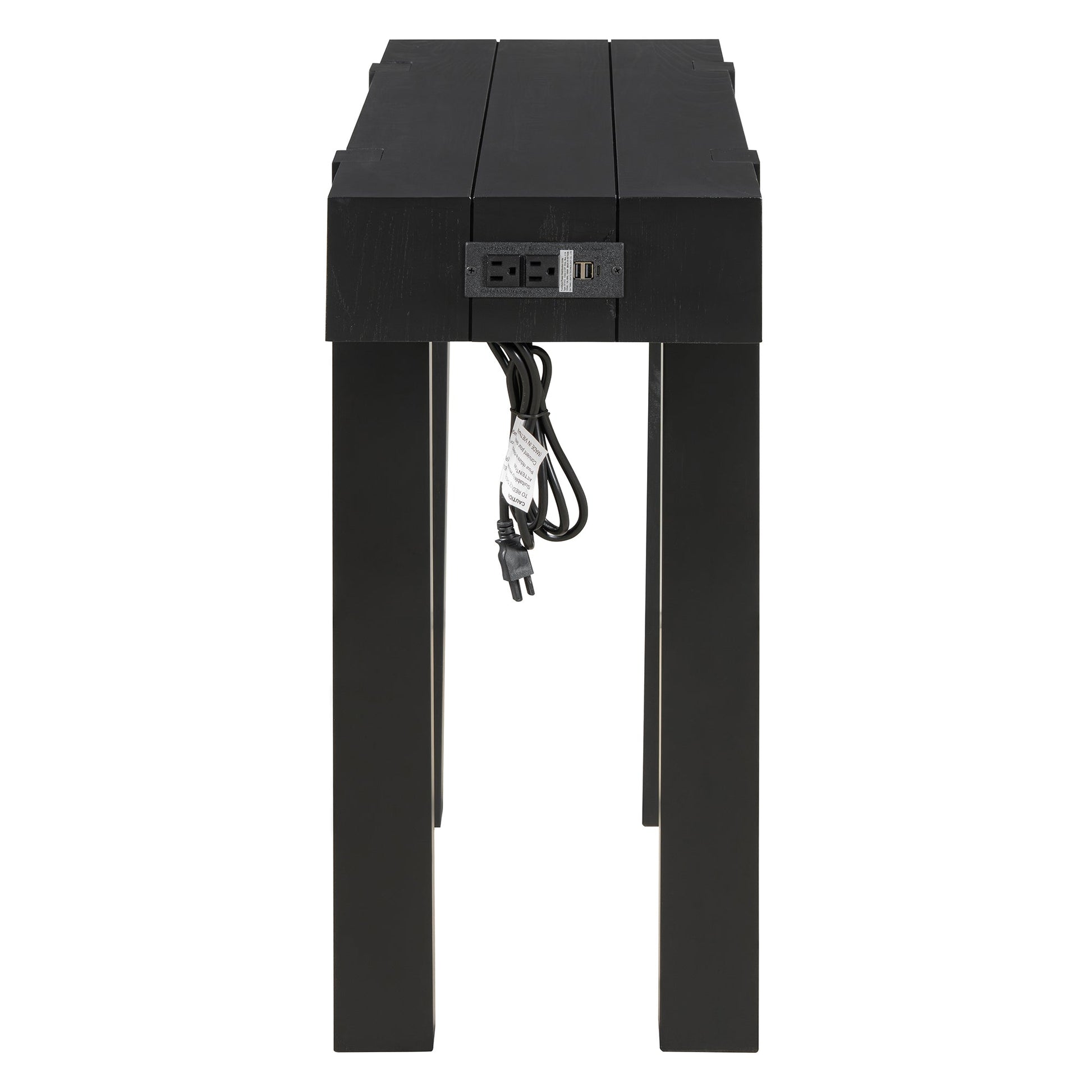 TREXM Rustic Minimalist Console Table with Hidden Drawer, Side Power Outlet,Wood Entryway Table for Entryways, Living Rooms and Home Offices(Black) - 1st Choice Furniture Direct