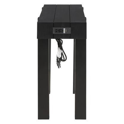TREXM Rustic Minimalist Console Table with Hidden Drawer, Side Power Outlet,Wood Entryway Table for Entryways, Living Rooms and Home Offices(Black) - 1st Choice Furniture Direct