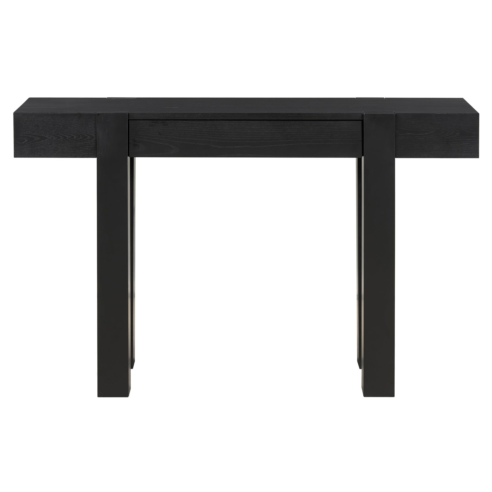 TREXM Rustic Minimalist Console Table with Hidden Drawer, Side Power Outlet,Wood Entryway Table for Entryways, Living Rooms and Home Offices(Black) - 1st Choice Furniture Direct
