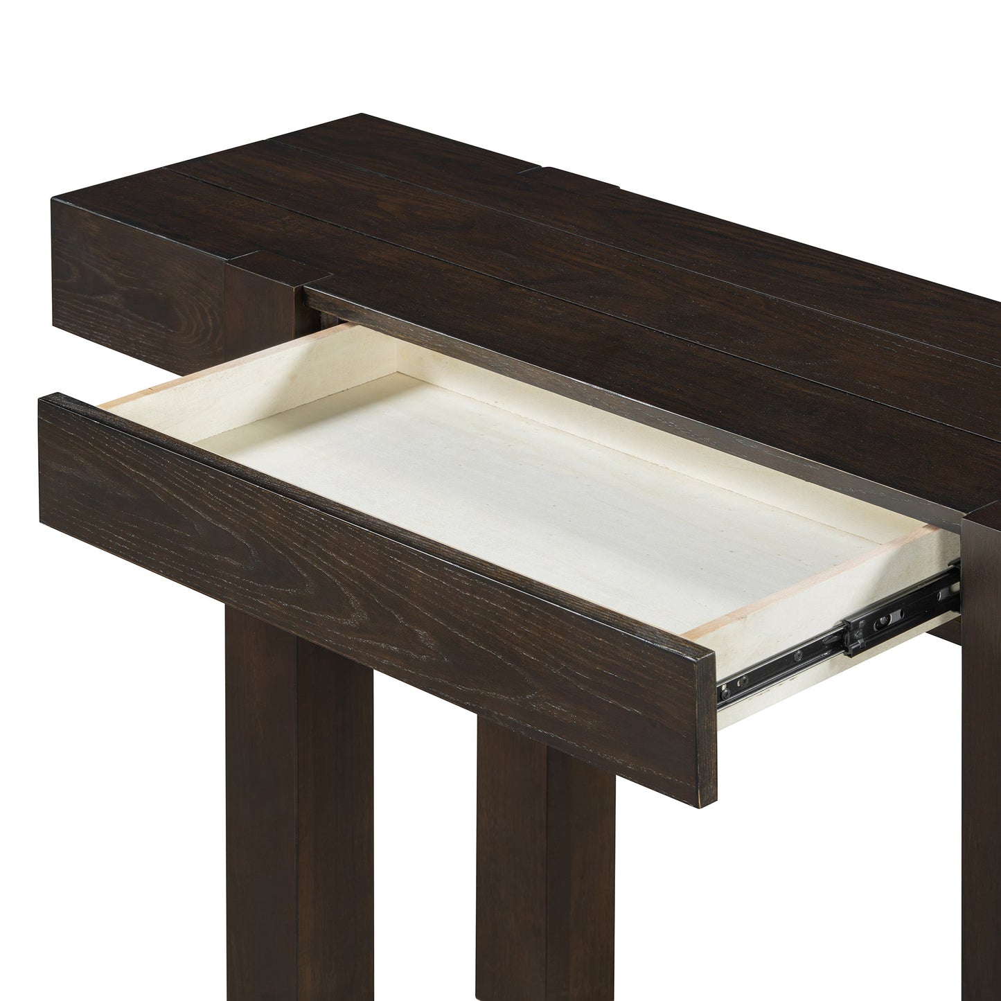 TREXM Rustic Minimalist Console Table with Hidden Drawer, Side Power Outlet,Wood Entryway Table for Entryways, Living Rooms and Home Offices(Espresso) - 1st Choice Furniture Direct