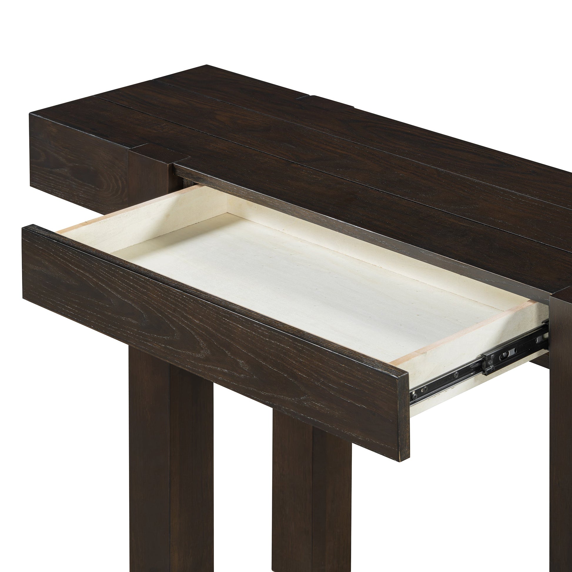 TREXM Rustic Minimalist Console Table with Hidden Drawer, Side Power Outlet,Wood Entryway Table for Entryways, Living Rooms and Home Offices(Espresso) - 1st Choice Furniture Direct