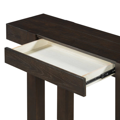 TREXM Rustic Minimalist Console Table with Hidden Drawer, Side Power Outlet,Wood Entryway Table for Entryways, Living Rooms and Home Offices(Espresso) - 1st Choice Furniture Direct