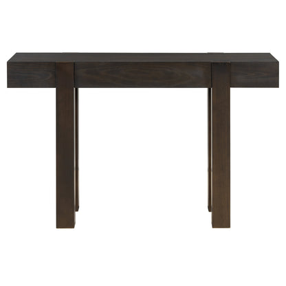TREXM Rustic Minimalist Console Table with Hidden Drawer, Side Power Outlet,Wood Entryway Table for Entryways, Living Rooms and Home Offices(Espresso) - 1st Choice Furniture Direct