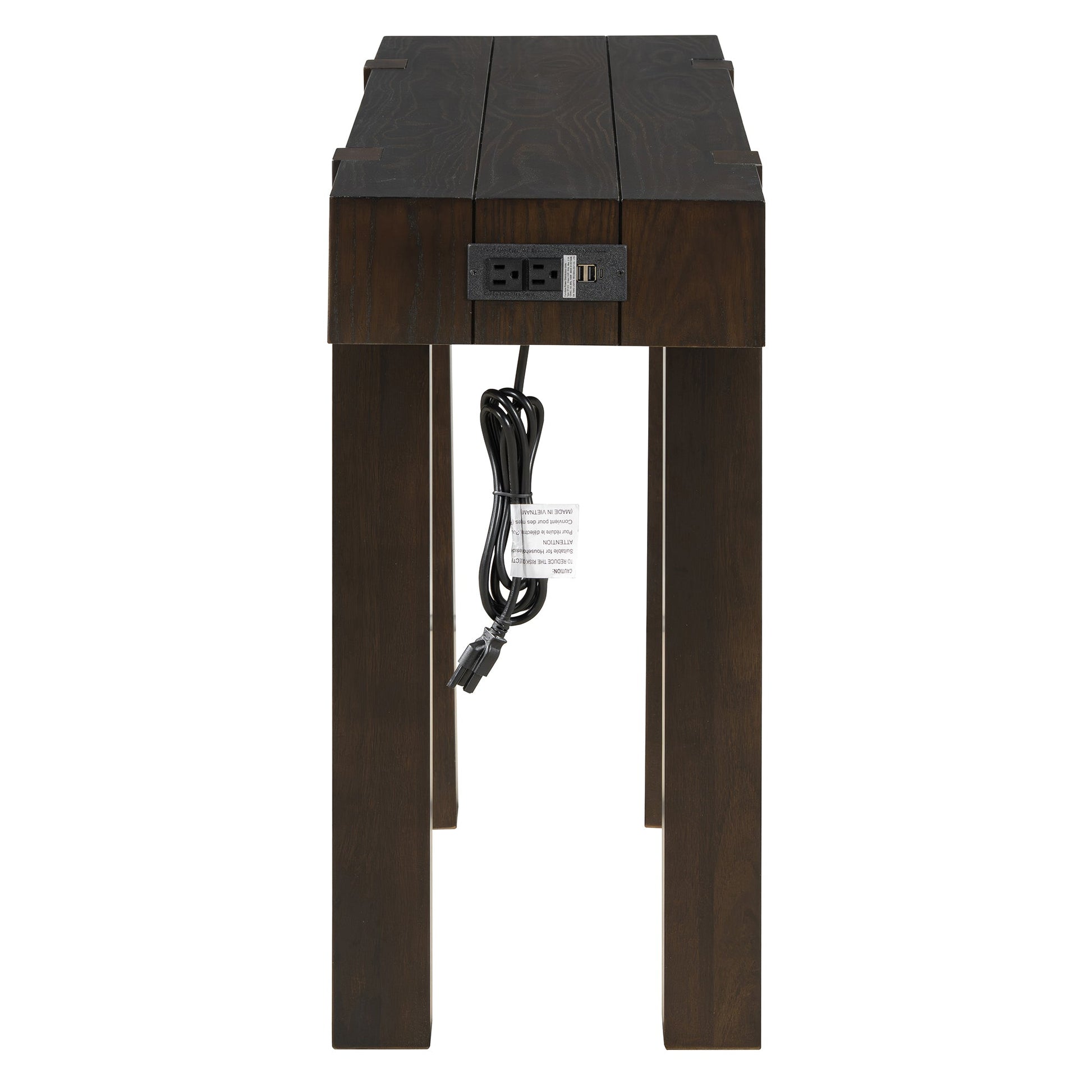 TREXM Rustic Minimalist Console Table with Hidden Drawer, Side Power Outlet,Wood Entryway Table for Entryways, Living Rooms and Home Offices(Espresso) - 1st Choice Furniture Direct