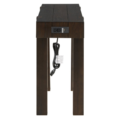 TREXM Rustic Minimalist Console Table with Hidden Drawer, Side Power Outlet,Wood Entryway Table for Entryways, Living Rooms and Home Offices(Espresso) - 1st Choice Furniture Direct