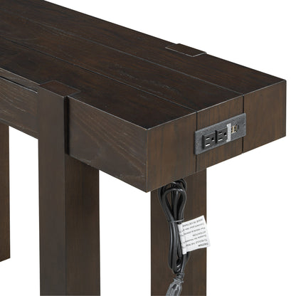 TREXM Rustic Minimalist Console Table with Hidden Drawer, Side Power Outlet,Wood Entryway Table for Entryways, Living Rooms and Home Offices(Espresso) - 1st Choice Furniture Direct