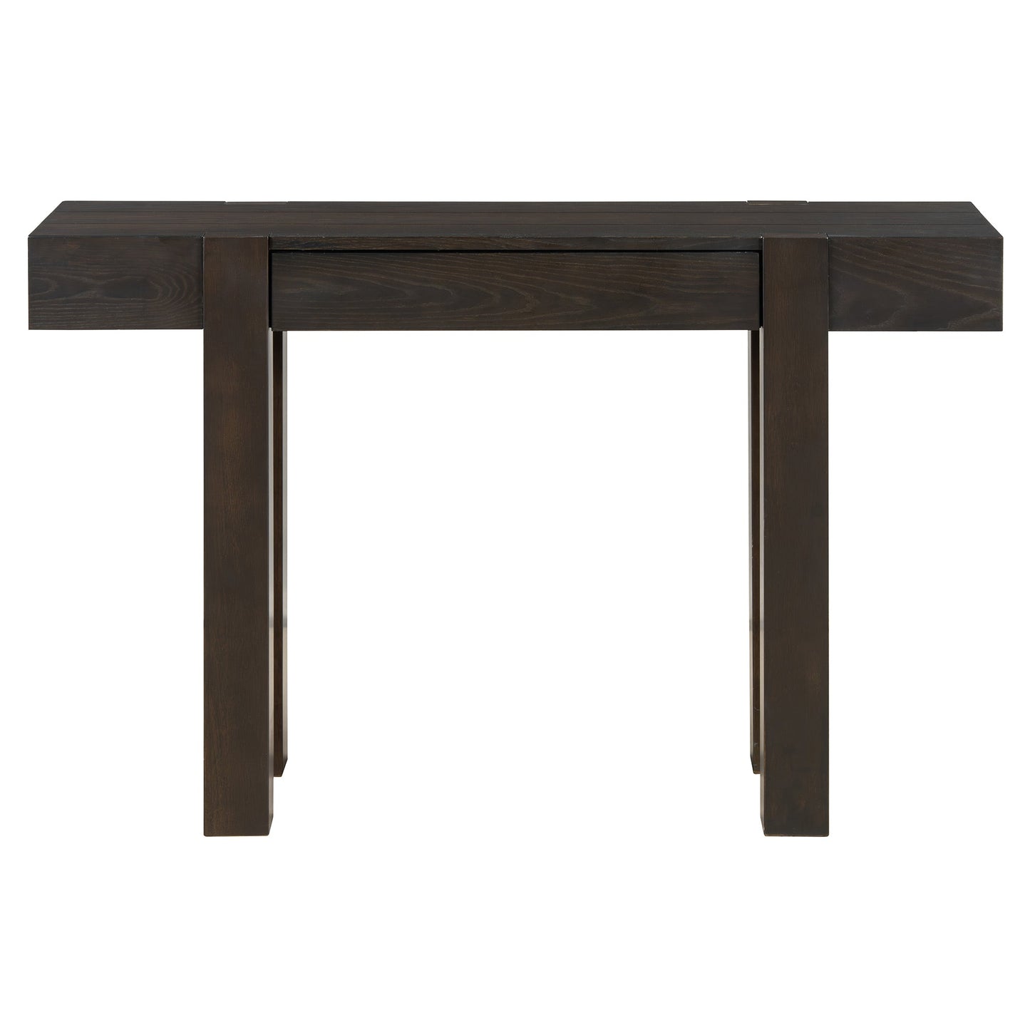 TREXM Rustic Minimalist Console Table with Hidden Drawer, Side Power Outlet,Wood Entryway Table for Entryways, Living Rooms and Home Offices(Espresso) - 1st Choice Furniture Direct