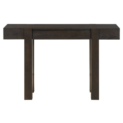 TREXM Rustic Minimalist Console Table with Hidden Drawer, Side Power Outlet,Wood Entryway Table for Entryways, Living Rooms and Home Offices(Espresso) - 1st Choice Furniture Direct