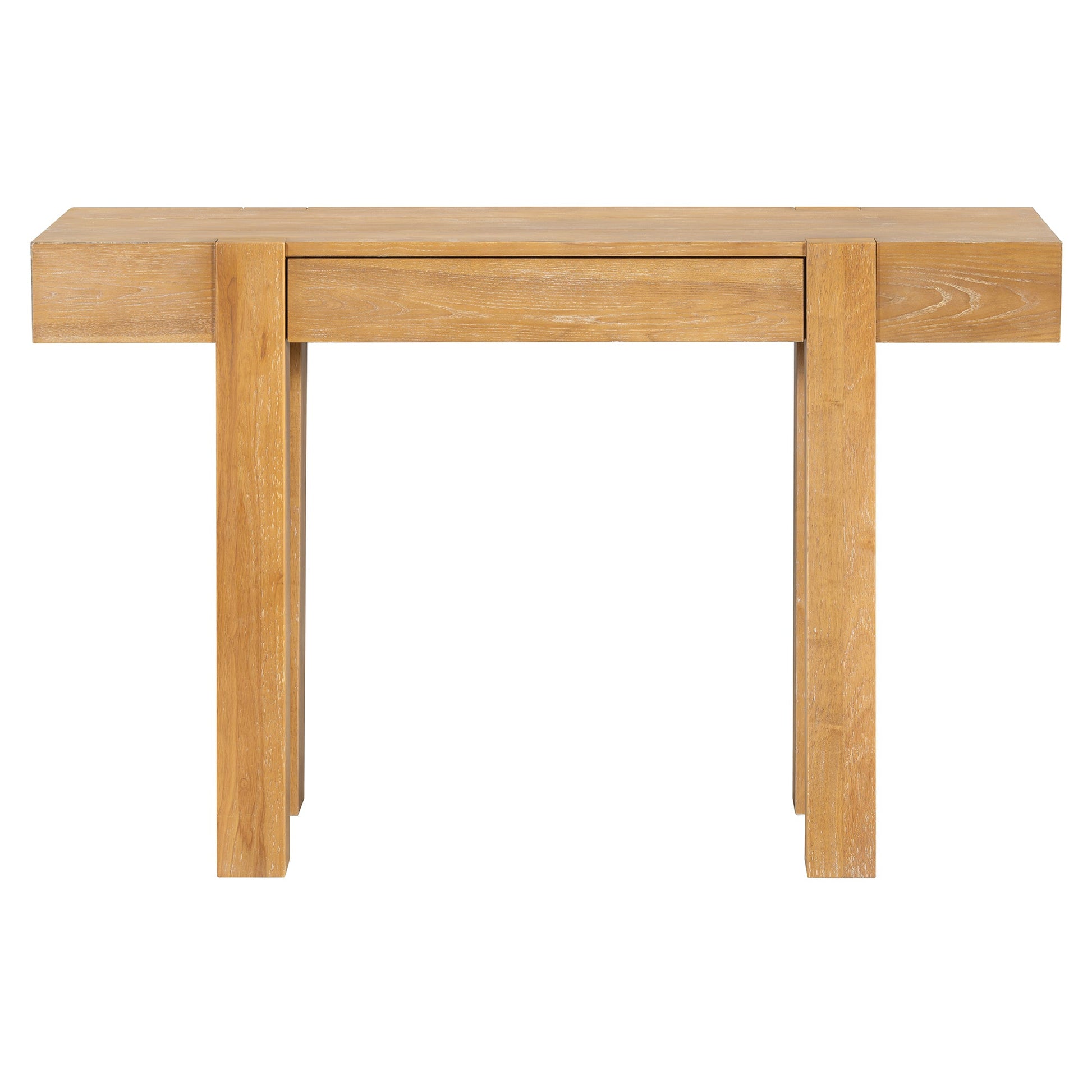 TREXM Rustic Minimalist Console Table with Hidden Drawer, Side Power Outlet,Wood Entryway Table for Entryways, Living Rooms and Home Offices(Natural) - 1st Choice Furniture Direct