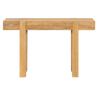 TREXM Rustic Minimalist Console Table with Hidden Drawer, Side Power Outlet,Wood Entryway Table for Entryways, Living Rooms and Home Offices(Natural) - 1st Choice Furniture Direct