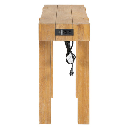 TREXM Rustic Minimalist Console Table with Hidden Drawer, Side Power Outlet,Wood Entryway Table for Entryways, Living Rooms and Home Offices(Natural) - 1st Choice Furniture Direct