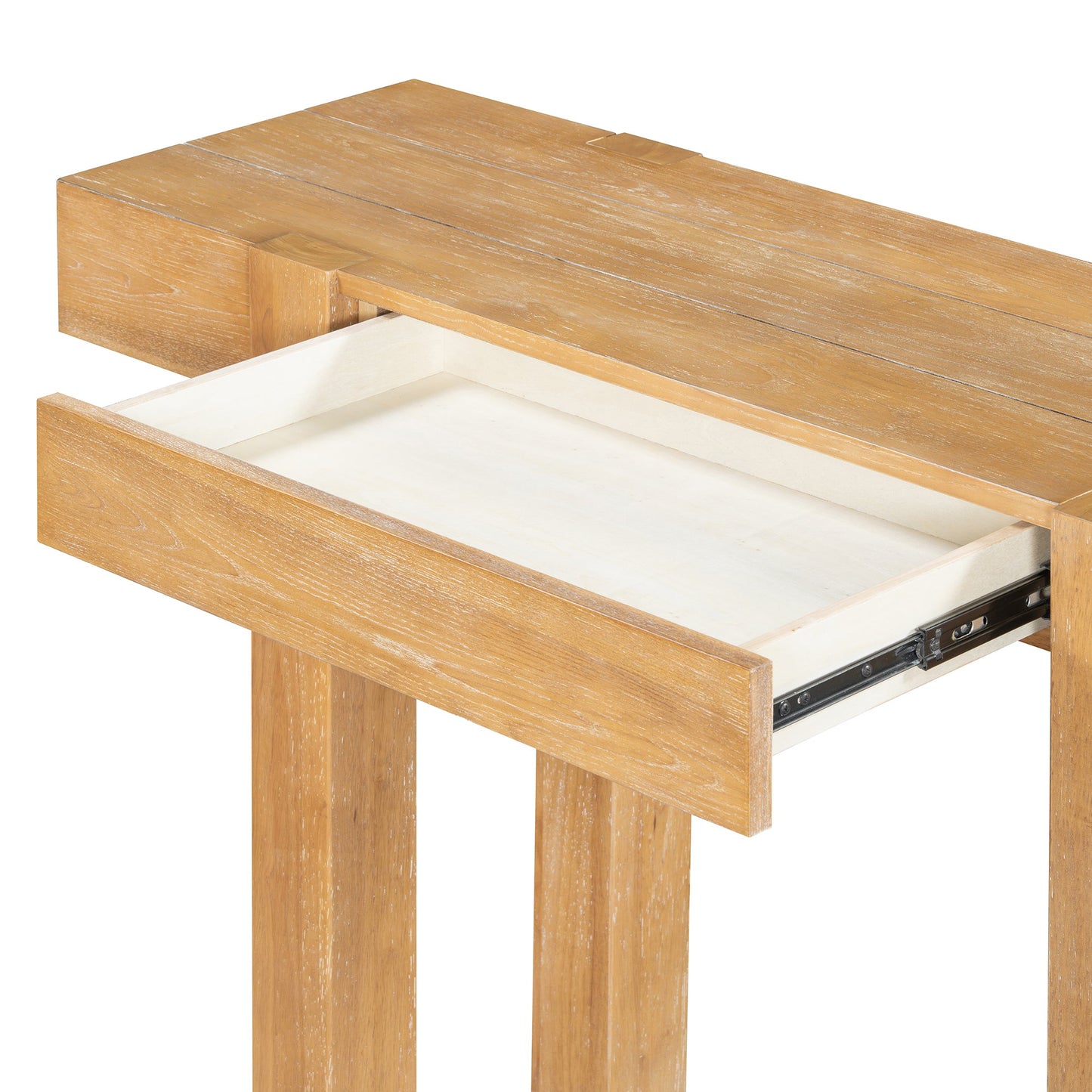 TREXM Rustic Minimalist Console Table with Hidden Drawer, Side Power Outlet,Wood Entryway Table for Entryways, Living Rooms and Home Offices(Natural) - 1st Choice Furniture Direct