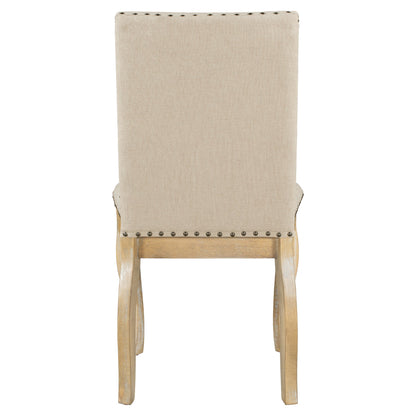 TREXM Set of 4 Dining chairs Wood Upholstered Fabirc Dining Room Chairs with Nailhead (Natural Wood Wash) - 1st Choice Furniture Direct