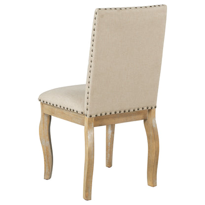 TREXM Set of 4 Dining chairs Wood Upholstered Fabirc Dining Room Chairs with Nailhead (Natural Wood Wash) - 1st Choice Furniture Direct