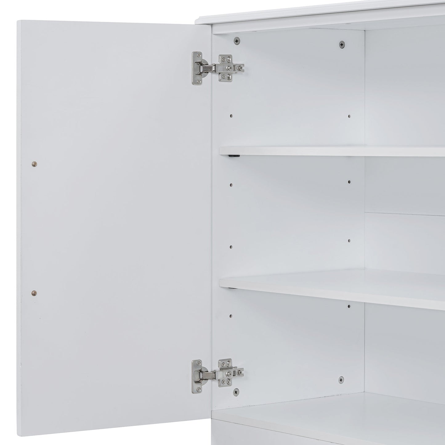 TREXM Sideboard Buffet Cabinet with Storage, Buffet Cabinet with Adjustable Shelves and Silver Handles Sideboard Cabinet for Kitchen, Dining Room, Living Room, White - 1st Choice Furniture Direct