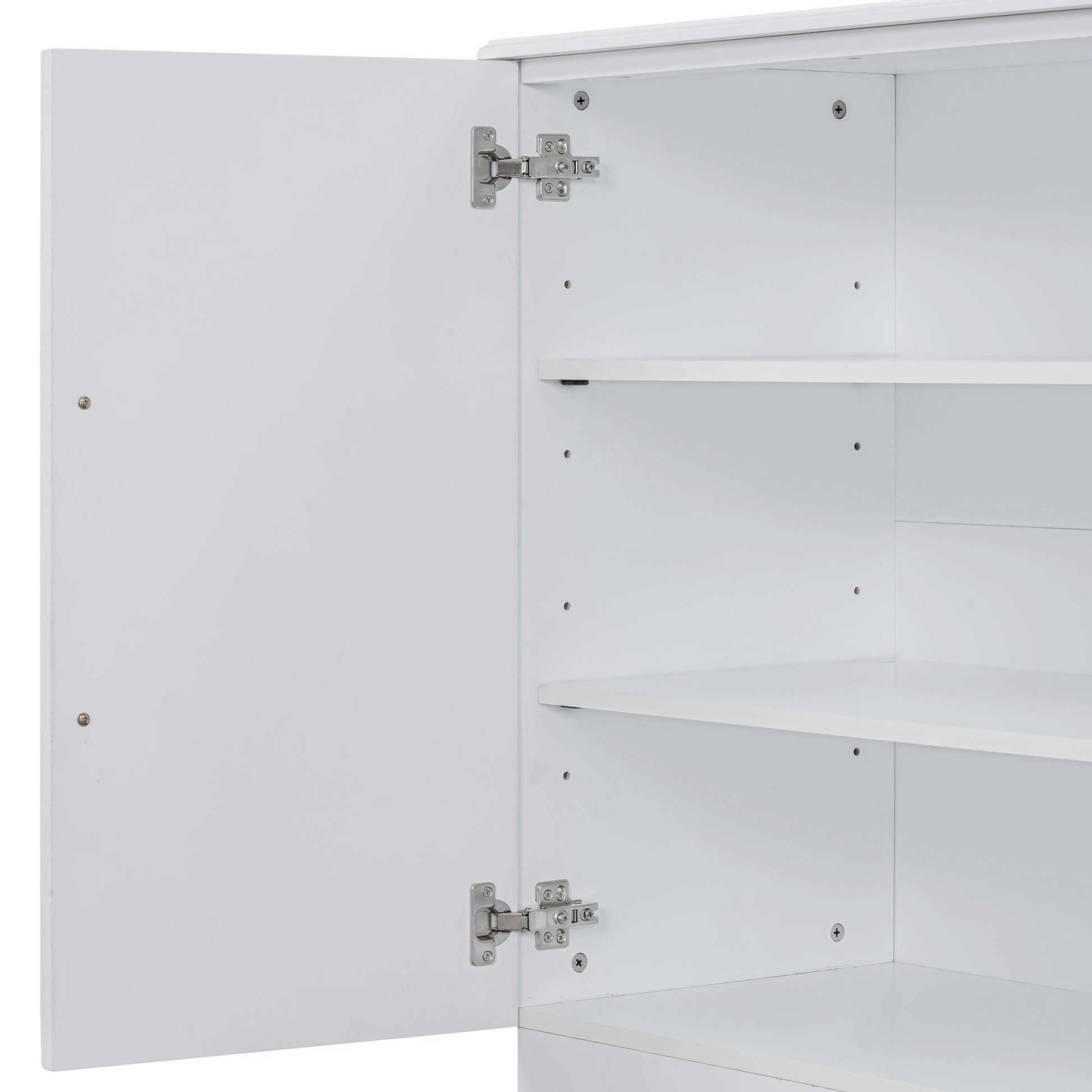 TREXM Sideboard Buffet Cabinet with Storage, Buffet Cabinet with Adjustable Shelves and Silver Handles Sideboard Cabinet for Kitchen, Dining Room, Living Room, White - 1st Choice Furniture Direct