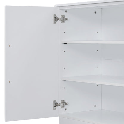 TREXM Sideboard Buffet Cabinet with Storage, Buffet Cabinet with Adjustable Shelves and Silver Handles Sideboard Cabinet for Kitchen, Dining Room, Living Room, White - 1st Choice Furniture Direct
