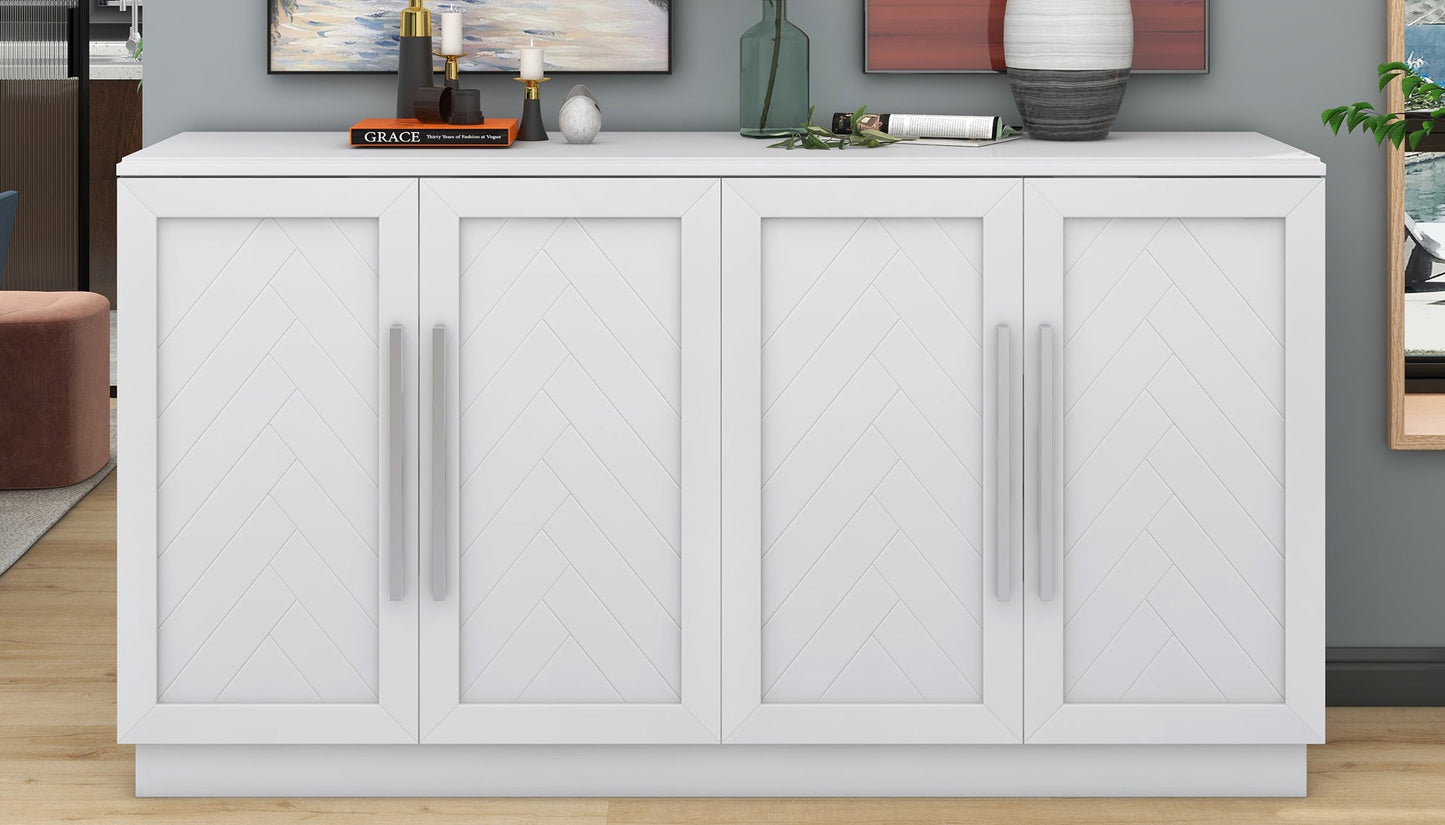TREXM Sideboard Buffet Cabinet with Storage, Buffet Cabinet with Adjustable Shelves and Silver Handles Sideboard Cabinet for Kitchen, Dining Room, Living Room, White - 1st Choice Furniture Direct