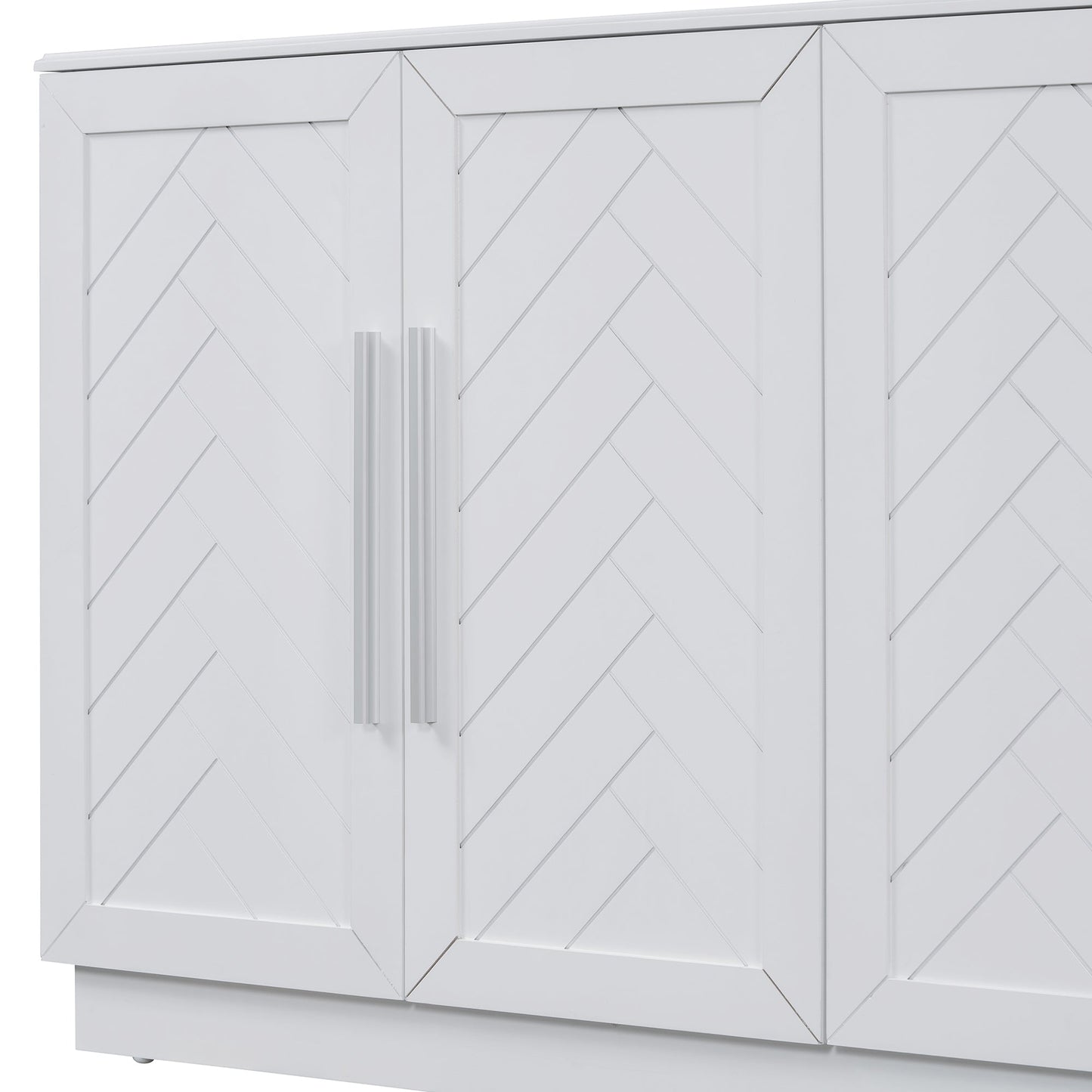 TREXM Sideboard Buffet Cabinet with Storage, Buffet Cabinet with Adjustable Shelves and Silver Handles Sideboard Cabinet for Kitchen, Dining Room, Living Room, White - 1st Choice Furniture Direct