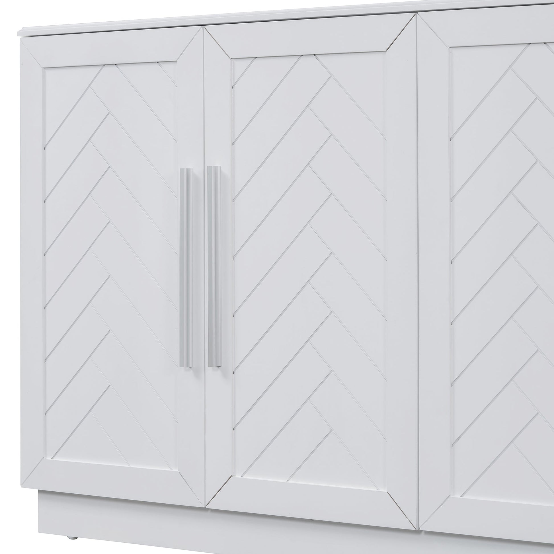 TREXM Sideboard Buffet Cabinet with Storage, Buffet Cabinet with Adjustable Shelves and Silver Handles Sideboard Cabinet for Kitchen, Dining Room, Living Room, White - 1st Choice Furniture Direct
