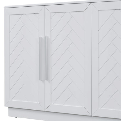 TREXM Sideboard Buffet Cabinet with Storage, Buffet Cabinet with Adjustable Shelves and Silver Handles Sideboard Cabinet for Kitchen, Dining Room, Living Room, White - 1st Choice Furniture Direct