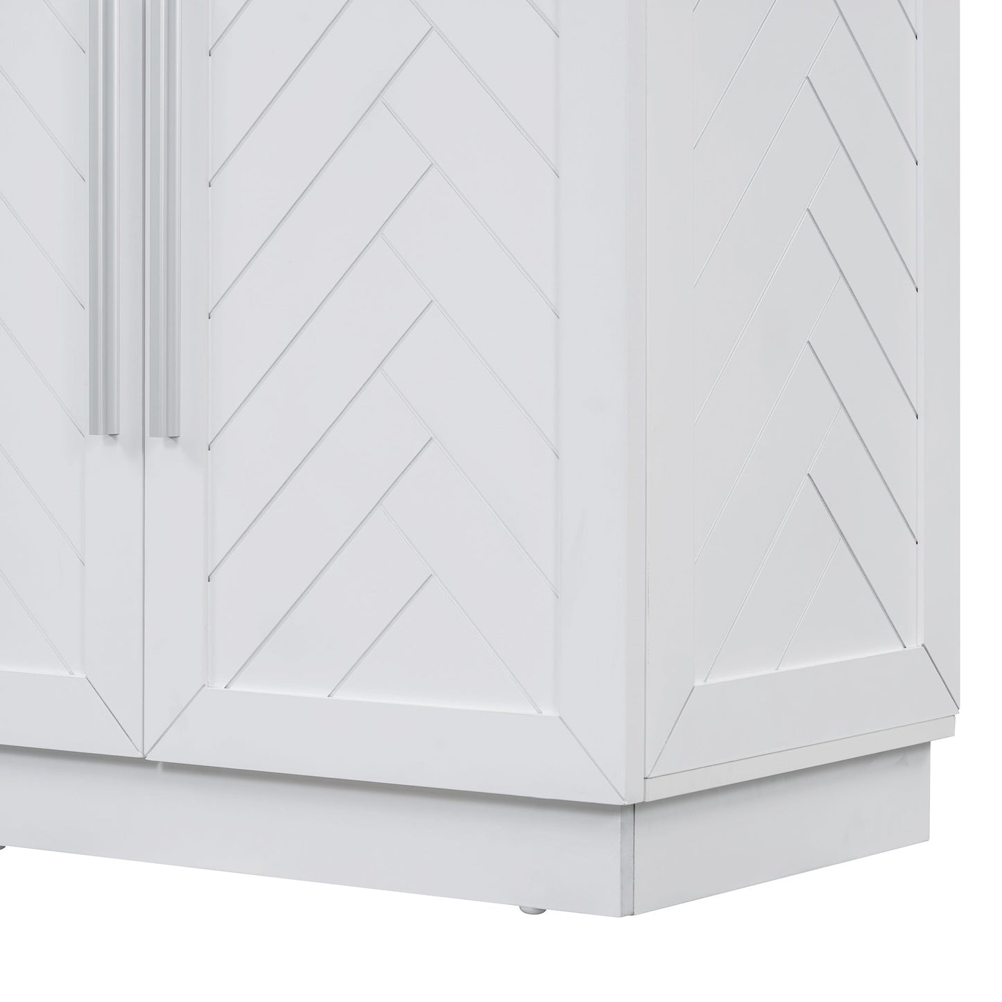TREXM Sideboard Buffet Cabinet with Storage, Buffet Cabinet with Adjustable Shelves and Silver Handles Sideboard Cabinet for Kitchen, Dining Room, Living Room, White - 1st Choice Furniture Direct